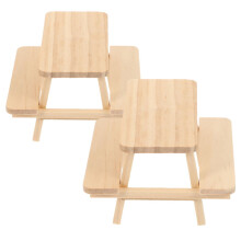 Minkissy Maquette de mobilier miniature, mini table de pique-nique, accessoire photo en bois (2 pièces)