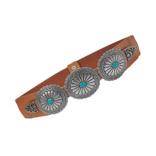 Turquoise Bohemian Waist Belt for Women PU Leather Cincher