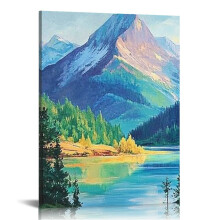 Tableau sur toile représentant un paysage de montagne, 40 x 50 cm