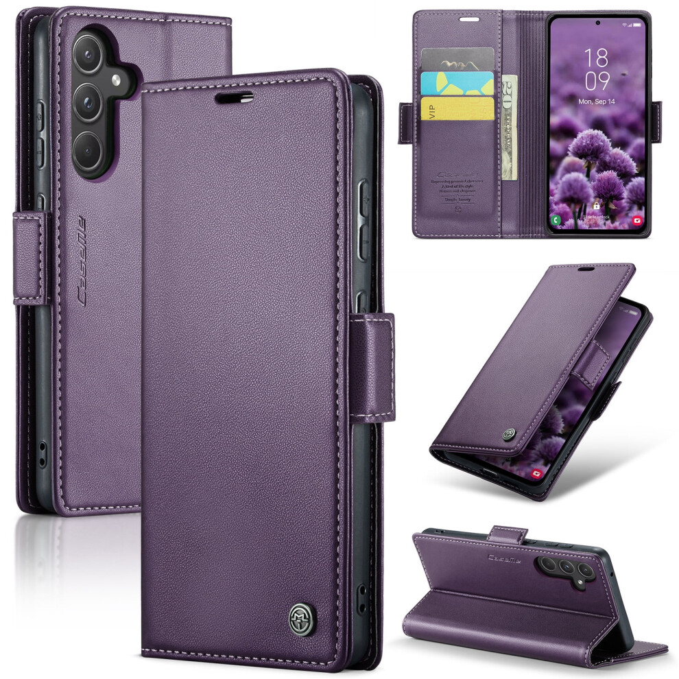 Caseme Leather Wallet Case For Compatible With Samsung Galaxy A55 5G Â Rfid Blocking, Magnetic Clasp, Kickstand, Purple 9418476696022