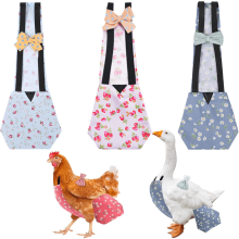 3pcs Reusable Chicken Diapers with Bow Ties, Washable Waterproof Poultry Nappies for Hens & Small Animals (M) – Flowers