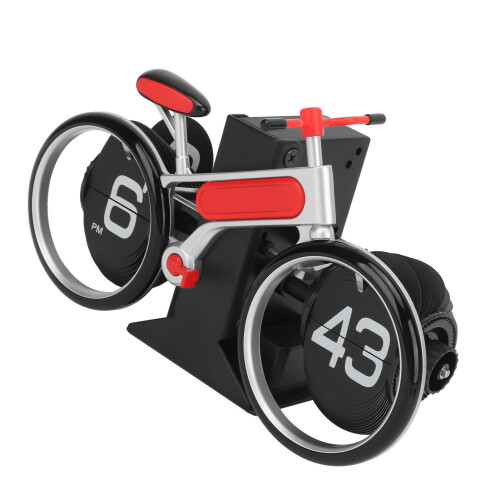Creative Bicycle Flip Clock, 12-Hour Red Desktop Stress Relief Toy