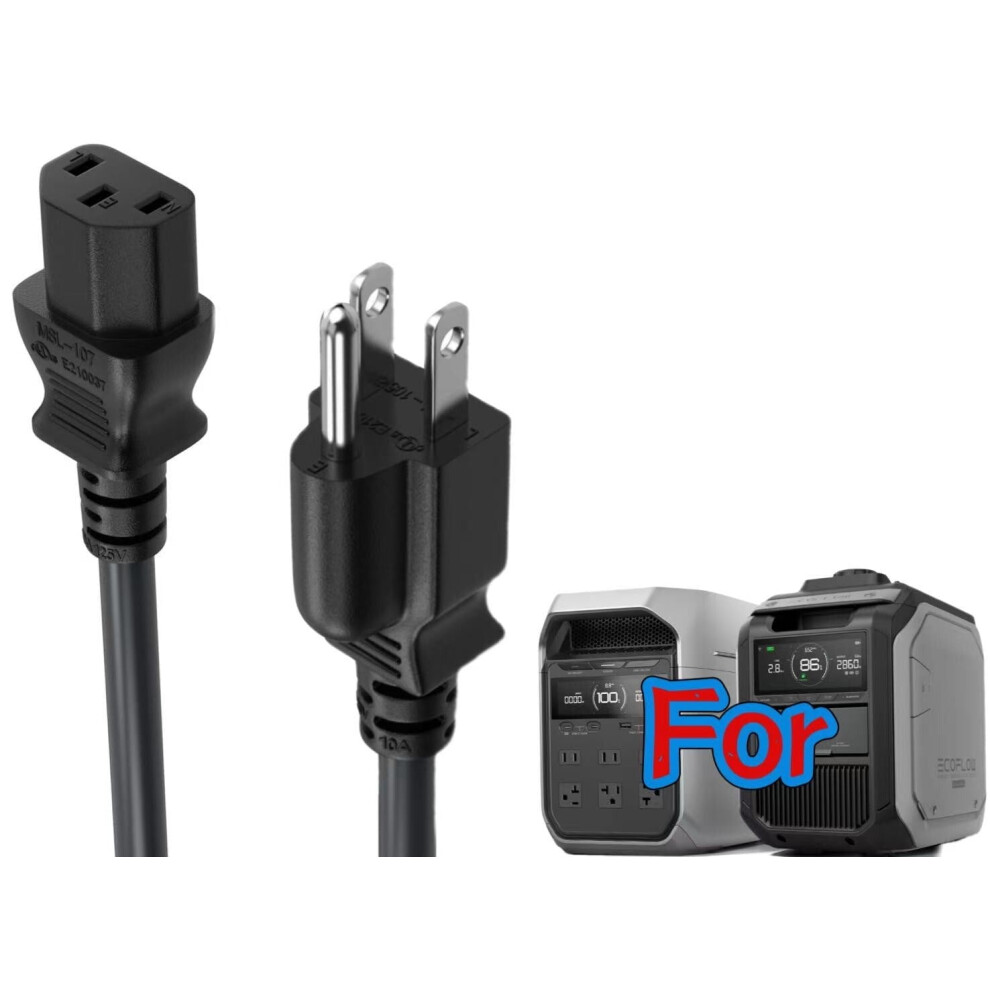 Ul 6Ft Power Cord For Ef Ecoflow Delta 3 / Delta 3 Plus Portable Power Station 9152228532618