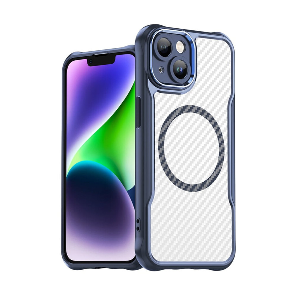 Carbon Fiber Magnetic Case For Iphone 14 Plus Blue 9165521152858