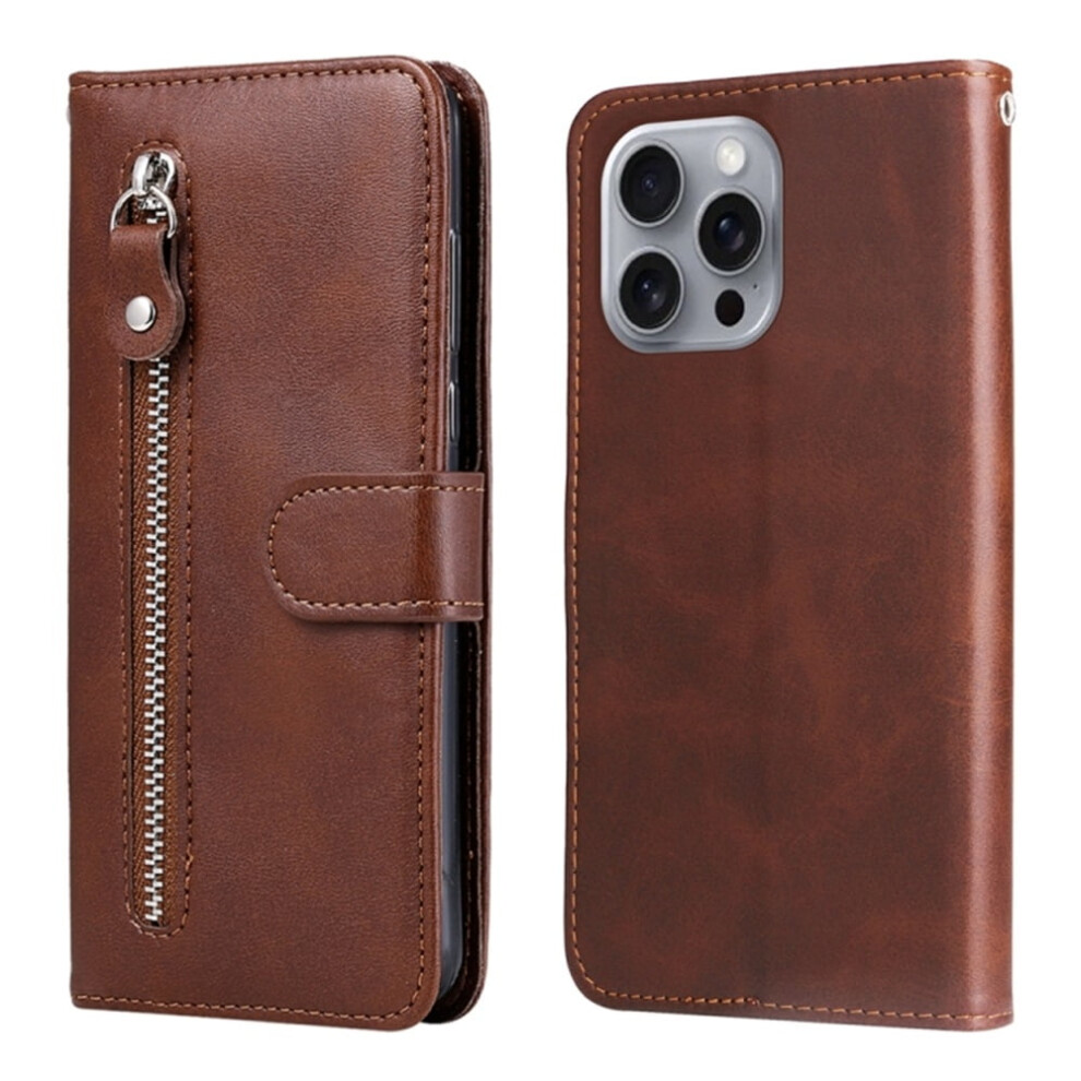 Wallet Case For Iphone 16 Pro 6.3" Â Leather With Multi-Card Slots & Zipper Pocket, Compatible With Iphone 16 Pro Brown 9418476696213