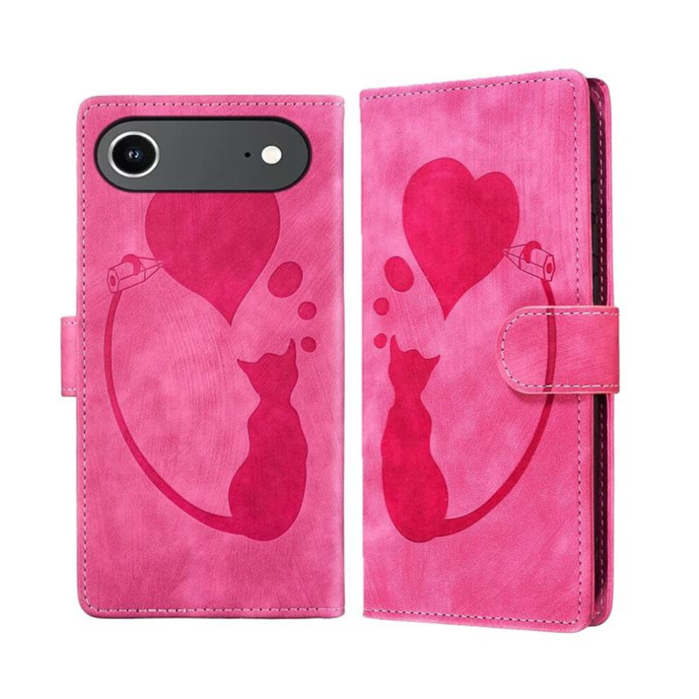 Pu Leather Flip Wallet Case With Cat Pattern, Strong Magnetic Closure & Card Slots, Compatible With Iphone Air 6.5" Pink 9152228533820