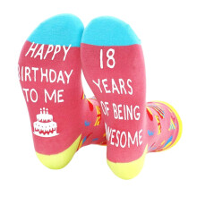 Chaussettes d'anniversaire en coton avec lettres de bénédiction pour femmes et
