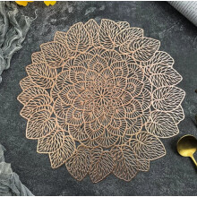 2 pcs Round Watermelon Leaf Placemats – PVC Anti-Scalding Insulation Pads, Hollow Design, Hot Stamping