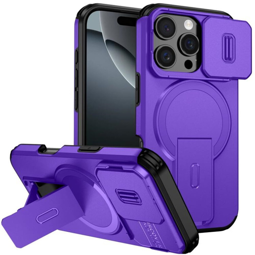Iphone 16 Pro Rugged Case With Magsafe And Fold Stand Purple 9165521151721