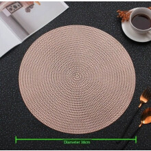 2 pastoral casual wheat ear placemats hotel restaurant round solid color coasters anti-scalding heat insulation plate mats pvc table mats