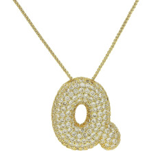 Gold Bubble Letter Necklace for Women – Initial Pendant