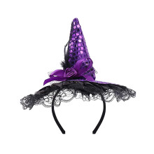 Tiara Chapéu de Bruxa Roxa Ajustável (1 unidade)