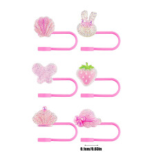 Silicone Rhinestone Bow Straw Topper, Dust-Proof Reusable Lid for 6–10mm Straws – Compatible with Most Straws