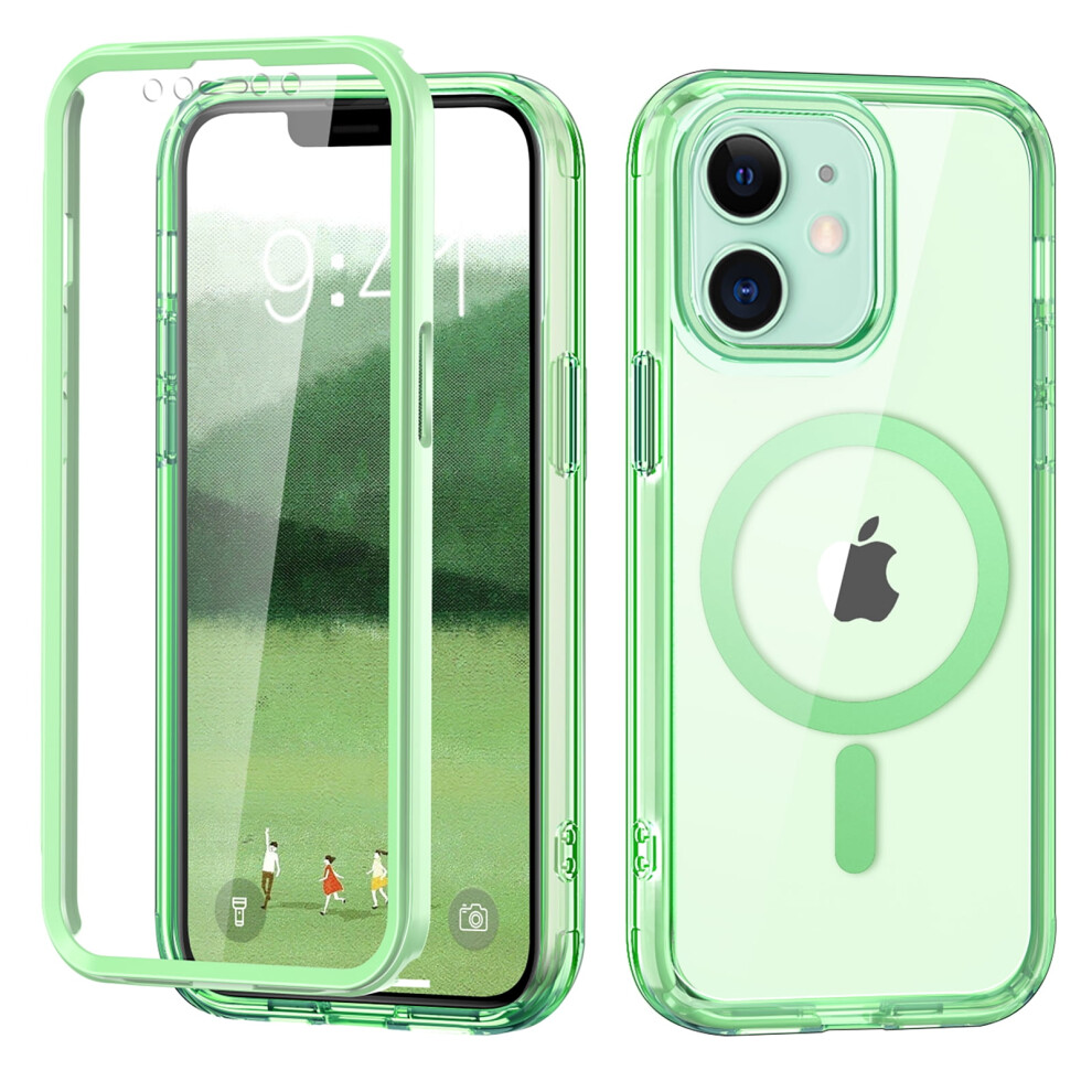 Magnetic Iphone 11 Case [Compatible With Magsafe], Shockproof Dustproof Crystal Clear Anti-Scratch Folio Flip With Built-In Screen Protector Â Green 9165521642540