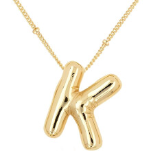 Gold Bubble Letter Necklace for Women – Initial Pendant