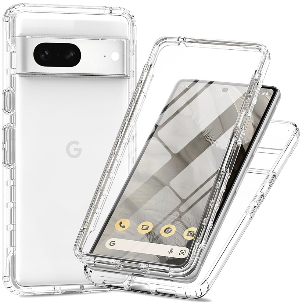 Allytech Gradient Clear Case For Google Pixel 7 Â Built-In Screen Protector, Pc+Tpu Hybrid, Shockproof, Anti-Scratch, Ultra Slim, No Yellowing 9130661930628