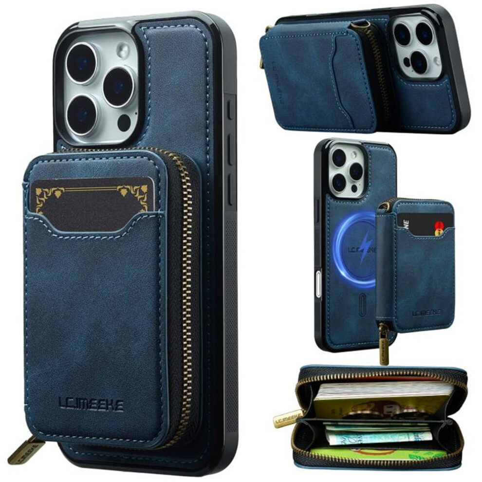 Leather Wallet Phone Case With Zipper Pocket For Iphone 16 9180435691811
