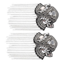 Shoulder Epaulettes Silver Fringe Zinc Alloy 1 Pair