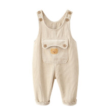 Corduroy Bib Overalls for Infants and Toddlers Beige Size