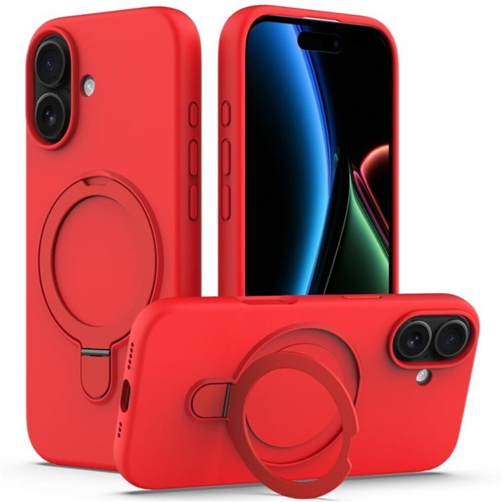 Magnetic Liquid Silicone Case For Iphone 17ÂMagsafe Compatible, Ring Stand, Heavy-Duty Protection, Red 9130661928861
