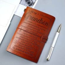 Gegraveerd leren notitieboek - Navulbaar schrijfdagboek met gepersonaliseerde quote, ideaal voor op reis, om te schetsen en als cadeau voor speciale