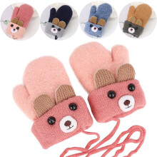 Luvas de inverno quentinhas para bebês e crianças pequenas, luvas de esqui e neve fofas, forradas com lã grossa, para meninos e meninas.