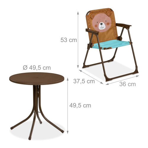 Set di mobili da esterno per bambini da 4 pezzi con ombrellone 2