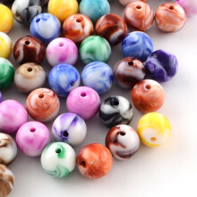 Opaque Acrylic Beads Round Mixed Color 8mm 1.5mm Hole