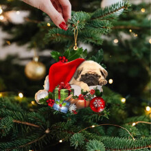 Pug Christmas Ornament Set Acrylic 6 pcs