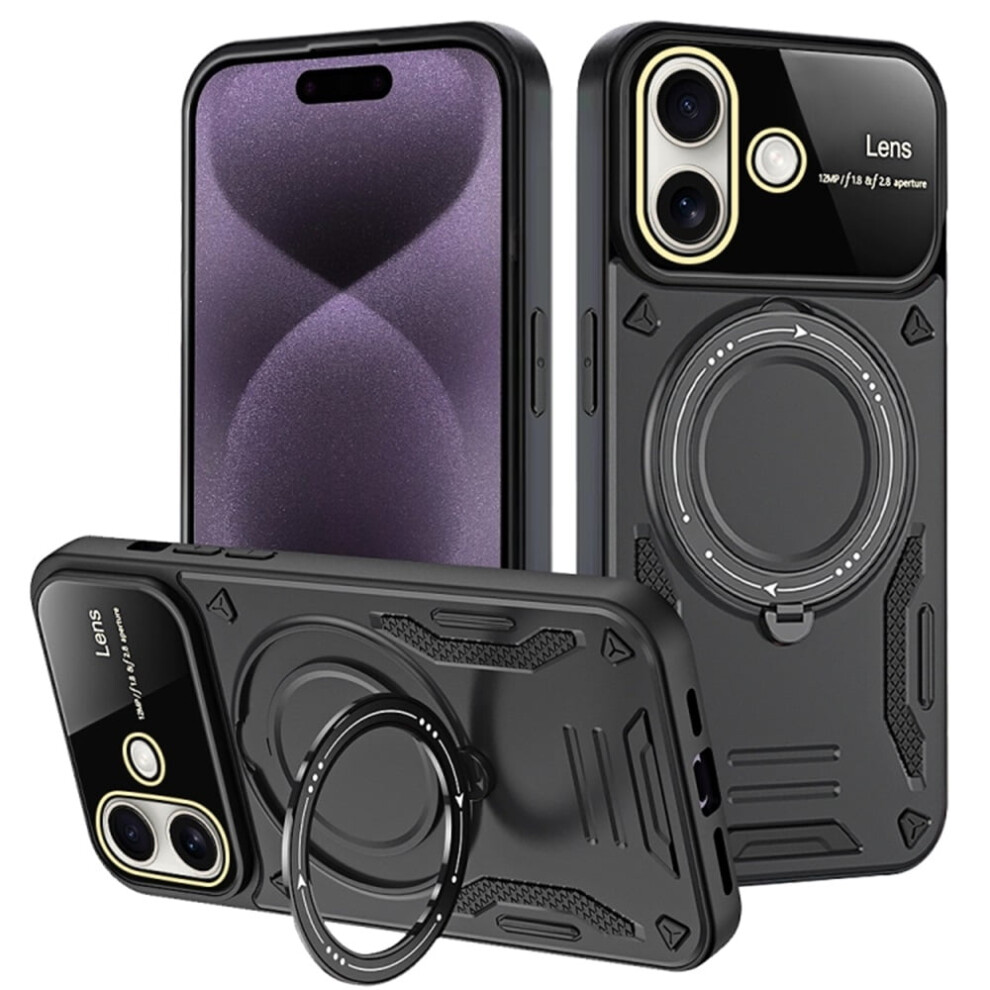 Hybrid Case For Iphone 16 Plus: 360 Rotating Kickstand, Magsafe Wireless Charging, Shockproof Military-Grade Drop Protection Â Black 9130661930543