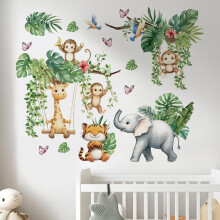 Djurväggdekorationer Elefant Apa Tiger3 ark
