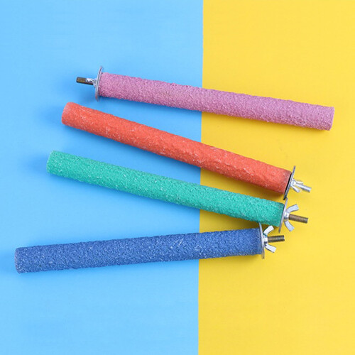 Bird perch stand with beak and paw grinding surface for 1