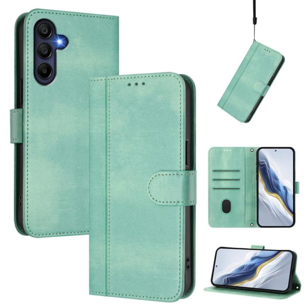 Wallet Flip Leather Tpu Case With Card Holder & Wrist Strap For Samsung Galaxy A16 4G/5G, Mint Shockproof Green 9170372139835