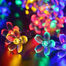 Guirlande lumineuse solaire en forme de fleur, étanche, 20 LED multicolores, idéale pour décorer jardin, clôture, terrasse, cour, sapin de Noël,