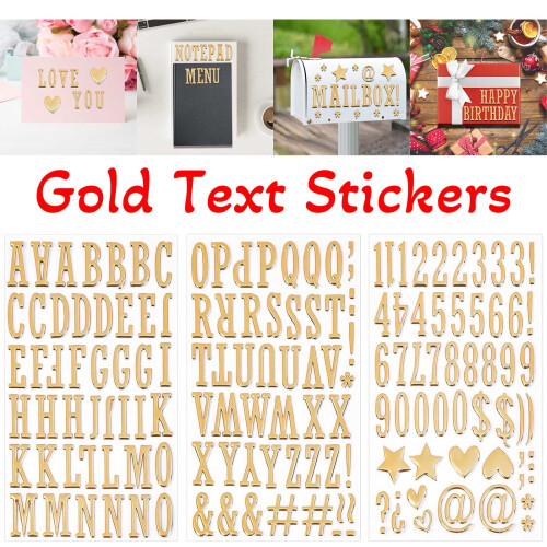 Goldene, 3D-Buchstabenaufkleber – 1 Bogen Alphabet-Set 2