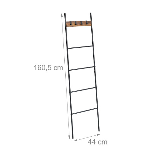 Industrial Bathroom Towel Ladder Rack with Hooks 2