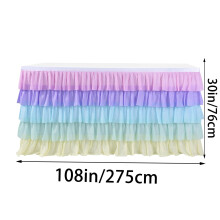 Nappe à volants à 5 niveaux, ronde de 2,74 m (9 pi), élégante, idéale pour les mariages, les banquets, les fêtes et les événements festifs.