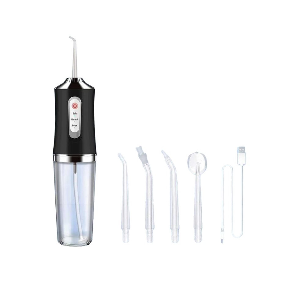 Cordless Water Flosser, 3 Modes, 4 Nozzles, Rechargeable, IPX7 Waterproof, Suitable for Travel and Home Use (Black).