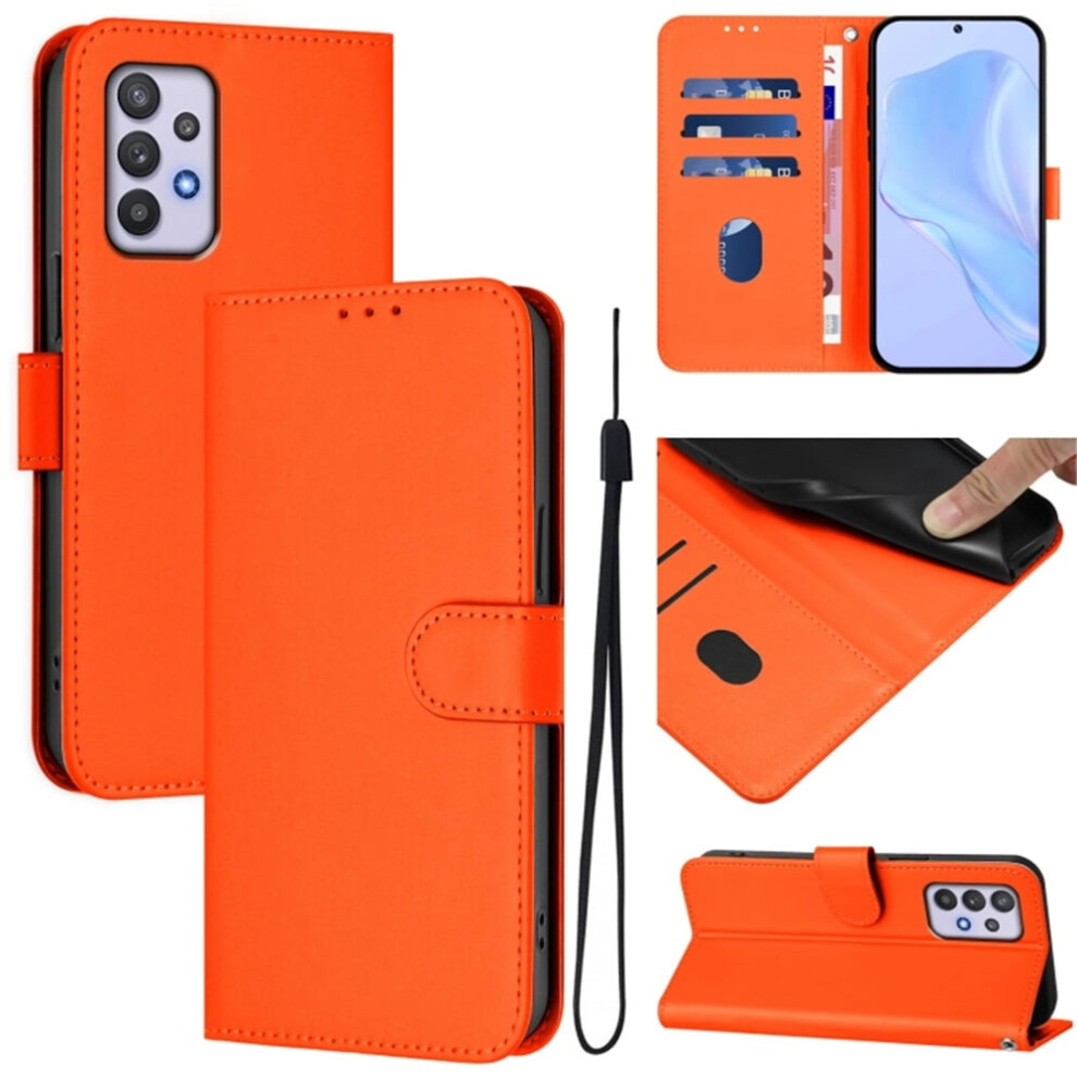 Wallet Case Compatible With Samsung Galaxy A32 4G Â Pu Leather Flip Folio With Magnetic Closure, 3 Card Slots & Wrist Strap, Orange 9130661929868