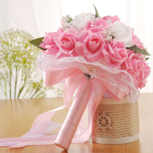 Bouquet de mariée en soie artificielle, roses en cristal et perles, bouquet de demoiselle d'honneur, fleurs pour le cortège nuptial, décorations