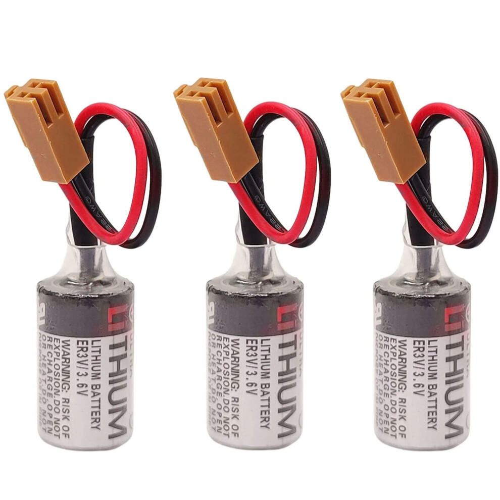 3Pcs Er3v For Toshiba Er3v/3.6V Plc Battery Jzsp-Ba01 Cnc System With Plug Brown 9130661930277