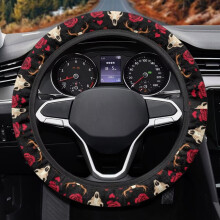 Rose Fluffy Deer Steering Wheel Cover 15 Inch