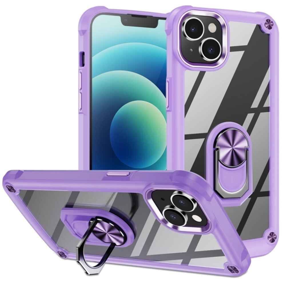 Heavy Duty Shockproof Armor Case For Iphone 15 6.1", 360 Full Protection, Anti-Scratch Tpu+Acrylic With Ring Holder, Â Compatible With Purple 9130661930192
