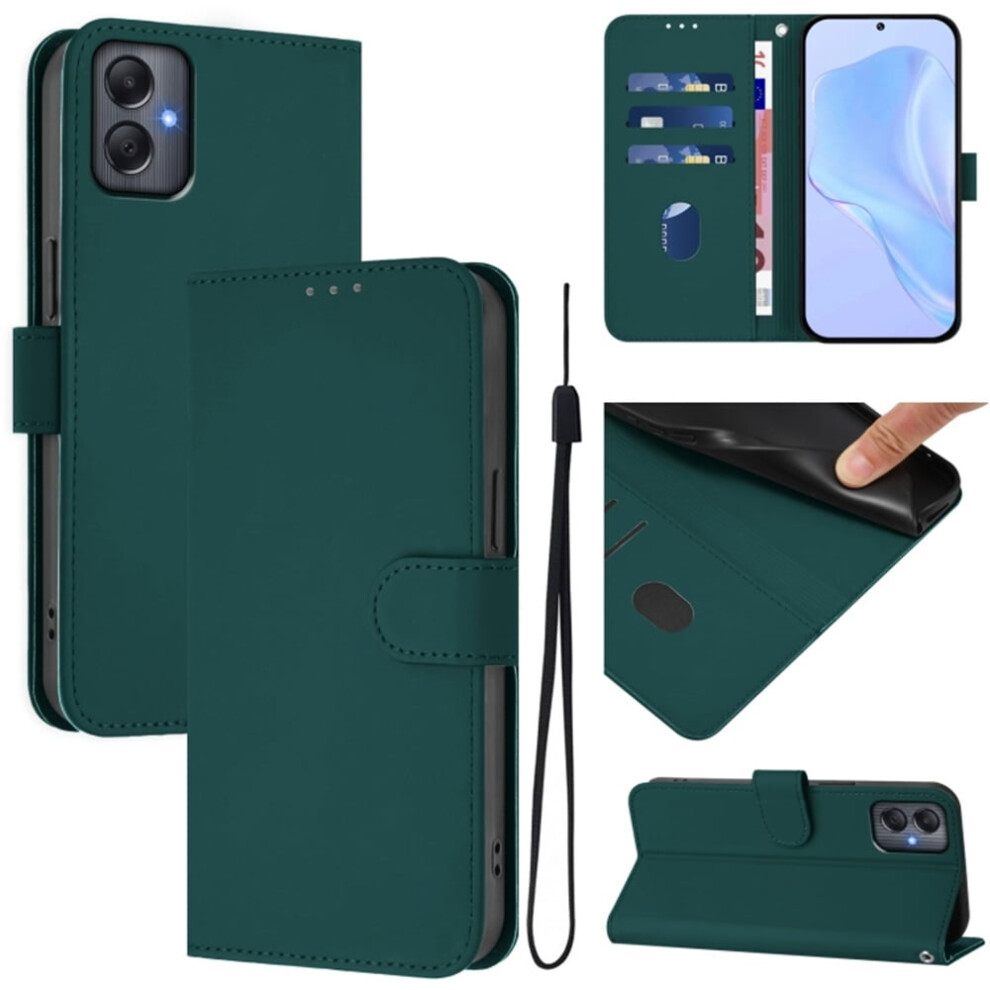 Wallet Case Compatible With Samsung Galaxy A05 4G Â Pu Leather Flip Folio With Magnetic Closure, 3 Card Slots & Wrist Strap, Dark Green 9165521643134