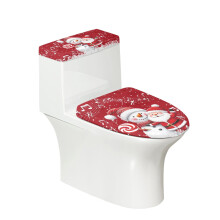 Ensemble de 2 housses de toilette lavables et ajustables avec bord élastique, motif bonhomme de neige.