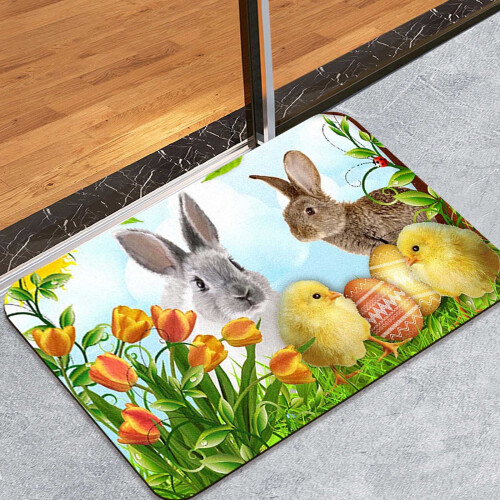 Easter Bunny Egg Decorated Carpet M Cloth 1