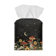 Boîte à mouchoirs rectangulaire en cuir à motif champignon galaxie (1 pièce)