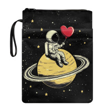 Funda para cuaderno con estampado de astronauta y planeta, 1 unidad, de tela de poliéster impermeable, organizador de libros para oficina y