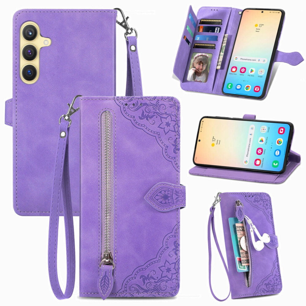 Flip Wallet Case For Samsung Galaxy S24+ Â Zipper Pocket, Card Slot, Magnetic Closure, Lanyard; Compatible With S24+ 5G 6.7" 9405492266902
