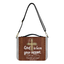 Cross Print PU Leather Bible Cover for Women & Men – Lightweight, Adjustable Strap, Compatible with Standard Bibles